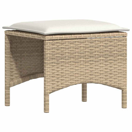 Matgrupp för trädgården 3 delar med dynor beige konstrotting