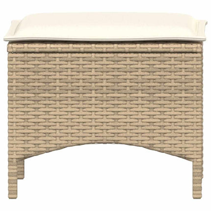 Matgrupp för trädgården 3 delar med dynor beige konstrotting