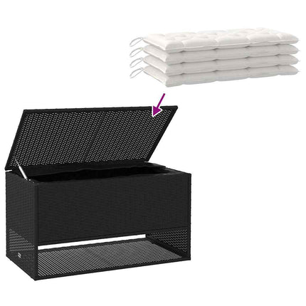Kuddlåda för utomhusbruk svart 100x55x55,5 cm konstrotting