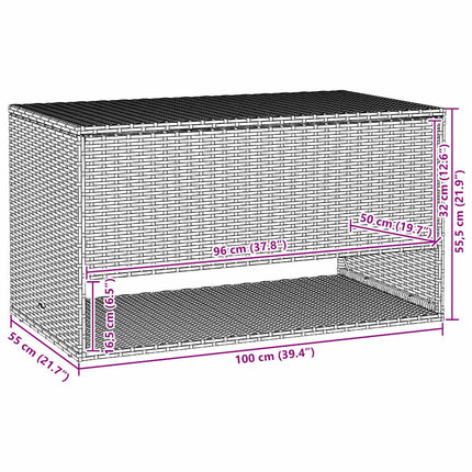 Kuddlåda för utomhusbruk beige 100x55x55,5 cm konstrotting
