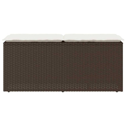 Trädgårdsbänk med dyna brun 110x40x44 cm konstrotting