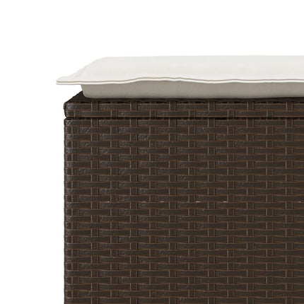 Trädgårdsbänk med dyna brun 110x40x44 cm konstrotting