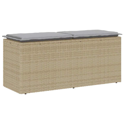 Trädgårdsbänk med dyna beige 110x40x44 cm konstrotting