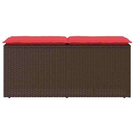 Trädgårdsbänk med dyna brun 110x40x44 cm konstrotting