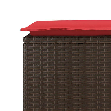 Trädgårdsbänk med dyna brun 110x40x44 cm konstrotting