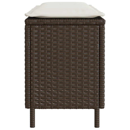 Trädgårdsbänk med dyna brun 110x30x40,5 cm konstrotting