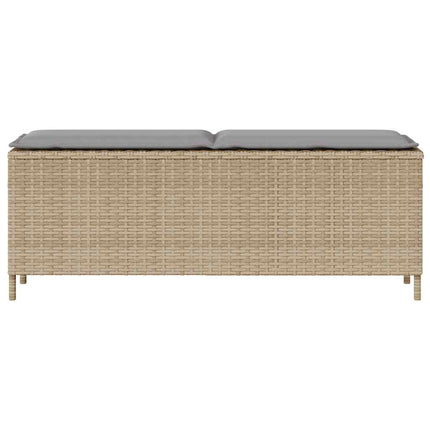 Trädgårdsbänk med dyna beige 110x30x40,5 cm konstrotting