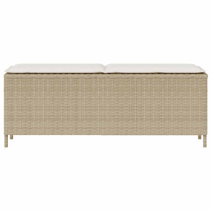 Trädgårdsbänk med dyna beige 110x30x40,5 cm konstrotting