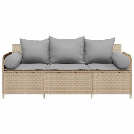 Trädgårdssoffa 3-sits med dynor konstrotting beige