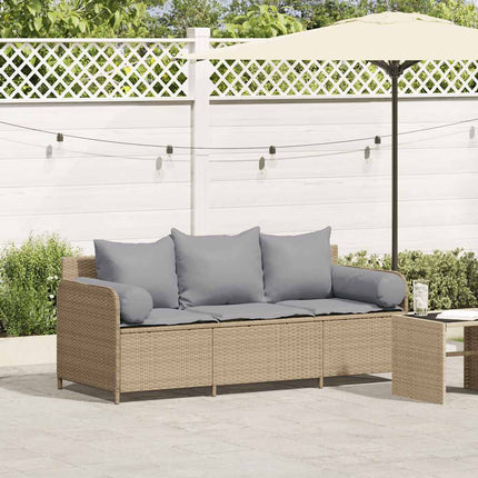 Trädgårdssoffa 3-sits med dynor konstrotting beige
