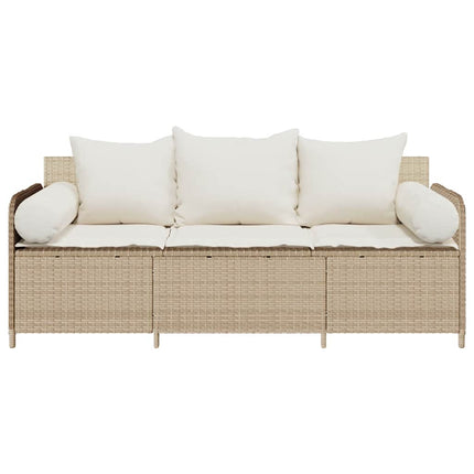 Trädgårdssoffa 3-sits med dynor konstrotting beige