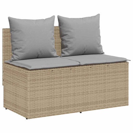 Matgrupp för trädgården 3 delar med dynor beige konstrotting