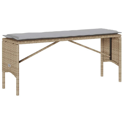 Matgrupp för trädgården 3 delar med dynor beige konstrotting