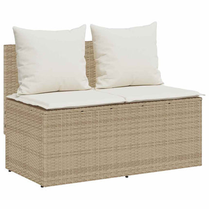 Matgrupp för trädgården 3 delar med dynor beige konstrotting