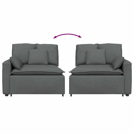 Modulär soffa armstödsändmodul med dynor mörkgrå 100 cm