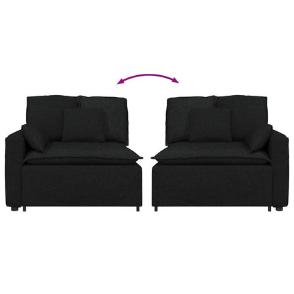 Modulär soffa armstödsändmodul med dynor svart 100 cm