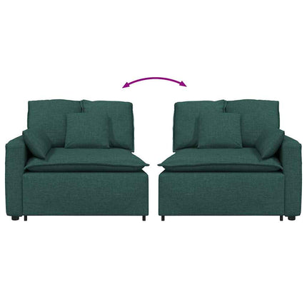Modulär soffa armstödsändmodul med dynor mörkgrön 100 cm
