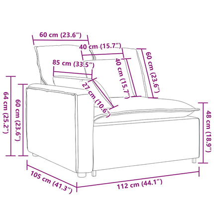 Modulär soffa armstödsändmodul med dynor Taupe 100 cm