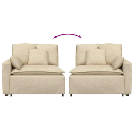 Modulär soffa armstödsändmodul med kuddar gräddvit 100 cm