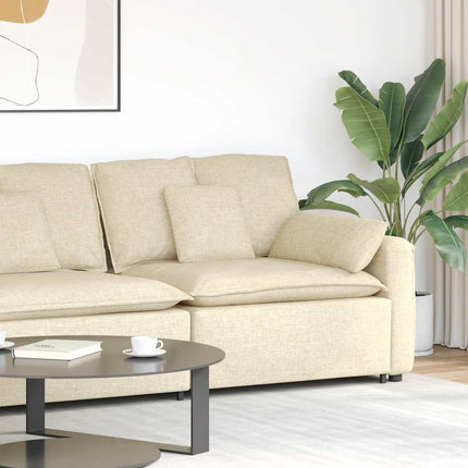 Modulär soffa armstödsändmodul med kuddar gräddvit 100 cm