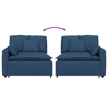 Modulär soffa armstödsändmodul med dynor blå 100 cm