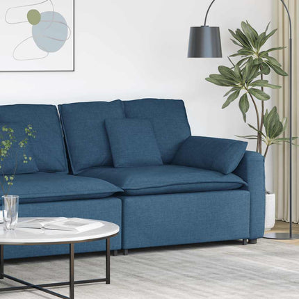 Modulär soffa armstödsändmodul med dynor blå 100 cm