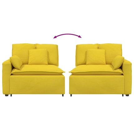 Modulär soffa armstöd ändmodul med dynor ljusgul 100 cm