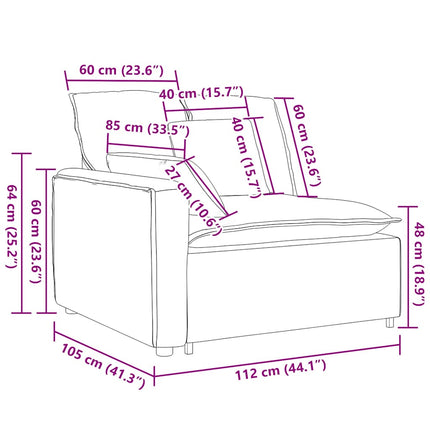 Modulär soffa armstöd ändmodul med dynor ljusgul 100 cm