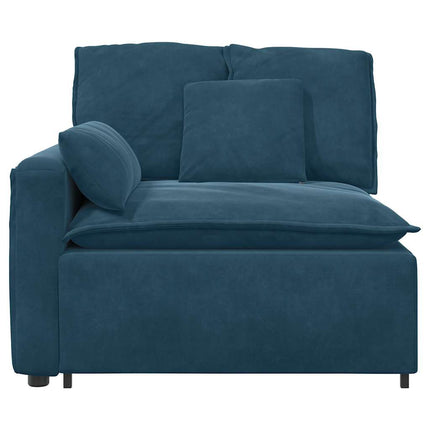 Modulär soffa armstödsändmodul med dynor blå 100 cm
