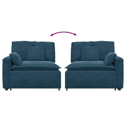 Modulär soffa armstödsändmodul med dynor blå 100 cm