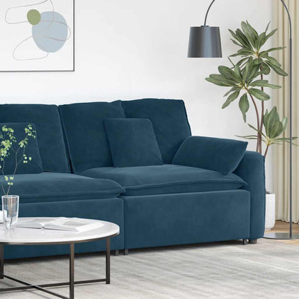 Modulär soffa armstödsändmodul med dynor blå 100 cm