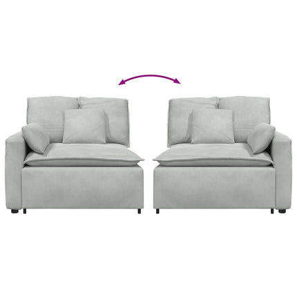 Modulär soffa armstödsändmodul med dynor ljusgrå 100 cm