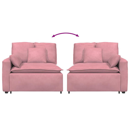 Modulär soffa armstödsändmodul med dynor rosa 100 cm