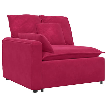 Modulär soffa armstödsändmodul med dynor vinröd 100 cm