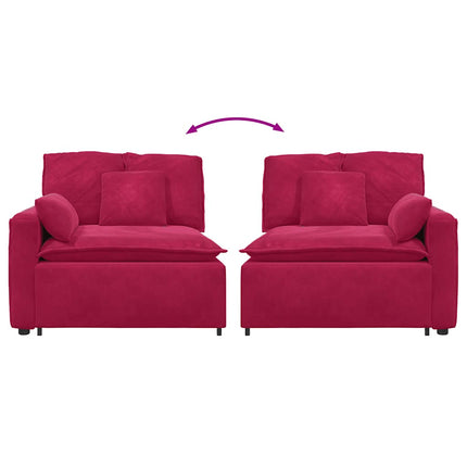 Modulär soffa armstödsändmodul med dynor vinröd 100 cm