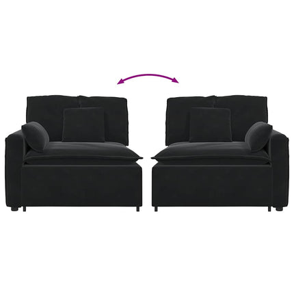 Modulär soffa armstödsändmodul med dynor svart 100 cm