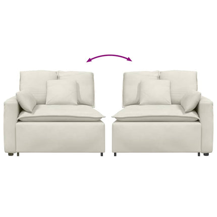 Modulär soffa armstödsändmodul med kuddar gräddvit 100 cm