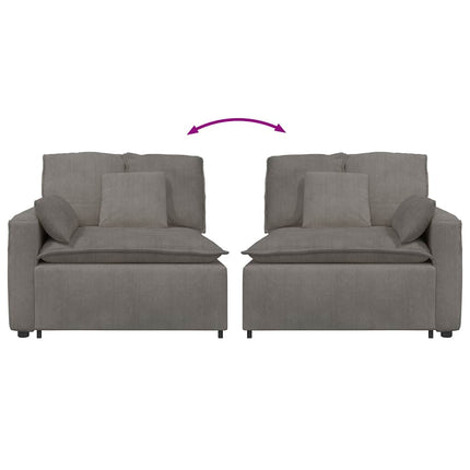 Modulär soffa armstödsändmodul med dynor ljusgrå 100 cm