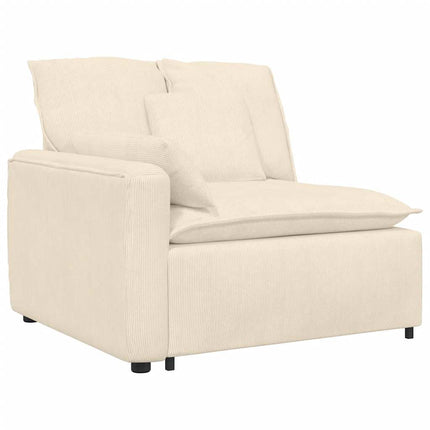 Modulär soffa armstödsändmodul med kuddar gräddvit 100 cm