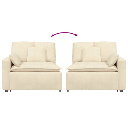 Modulär soffa armstödsändmodul med kuddar gräddvit 100 cm