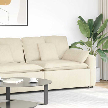 Modulär soffa armstödsändmodul med kuddar gräddvit 100 cm