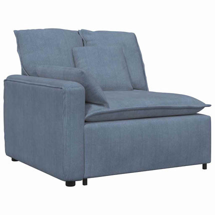 Modulär soffa armstödsändmodul med dynor blå 100 cm