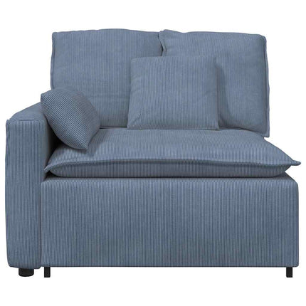 Modulär soffa armstödsändmodul med dynor blå 100 cm