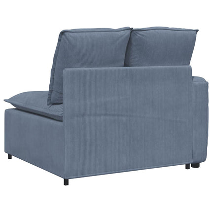 Modulär soffa armstödsändmodul med dynor blå 100 cm