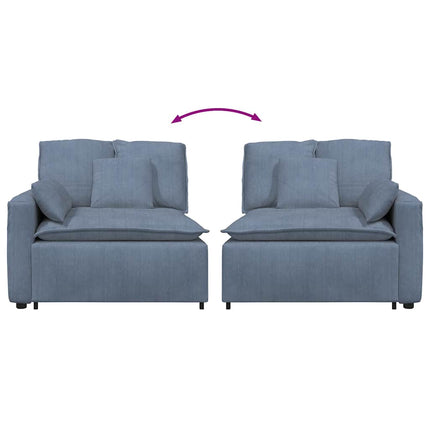 Modulär soffa armstödsändmodul med dynor blå 100 cm