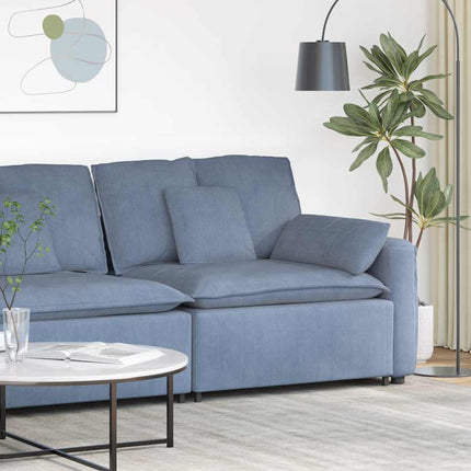 Modulär soffa armstödsändmodul med dynor blå 100 cm