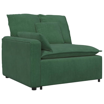 Modulär soffa armstödsändmodul med dynor mörkgrön 100 cm