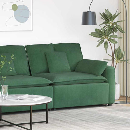 Modulär soffa armstödsändmodul med dynor mörkgrön 100 cm