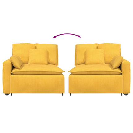 Modulär soffa armstöd ändmodul med dynor ljusgul 100 cm