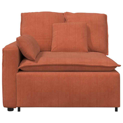Modulär soffa armstödsändmodul med dynor röd orange 100 cm